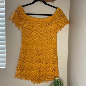 Yellow off the shoulder romper